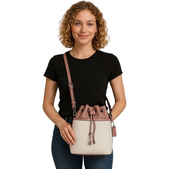 Steve Madden Bag Pink BMayor Raffia Crossbody Shoulder Handbag Tote WOMEN'S - Picture 1 of 16